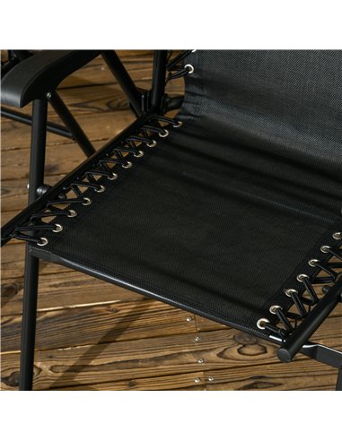 Outsunny 6 Pcs Patio Folding Chair Set, Outdoor Portable Loungers for Camping Pool Beach Deck, Lawn w/ Armrest Steel Frame Black