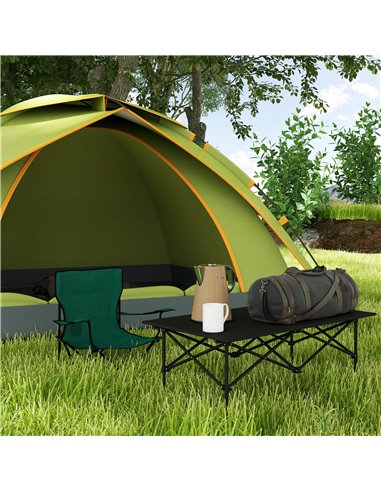 Outsunny Aluminium Folding Picnic Table, Lightweight, Portable with Roll Up Top and Carry Bag for Outdoor Activities, Cooking, H