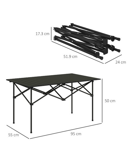 Outsunny Aluminium Folding Picnic Table, Lightweight, Portable with Roll Up Top and Carry Bag for Outdoor Activities, Cooking, H - pic 59913 | FastDaddyshop