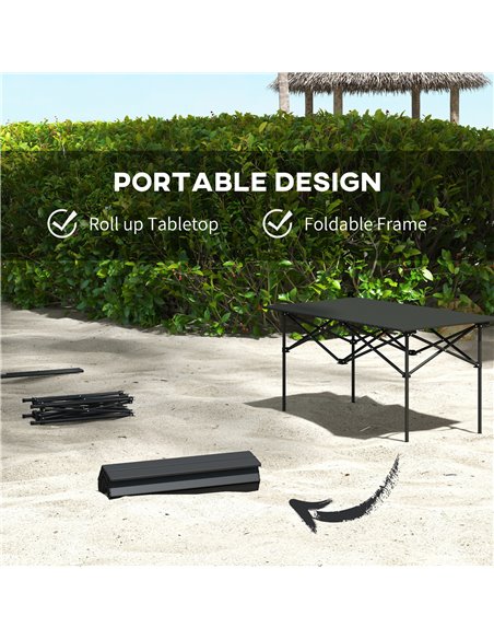 Outsunny Aluminium Folding Picnic Table, Lightweight, Portable with Roll Up Top and Carry Bag for Outdoor Activities, Cooking, H - pic 59914 | FastDaddyshop