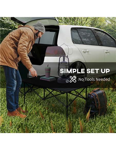 Outsunny Aluminium Folding Picnic Table, Lightweight, Portable with Roll Up Top and Carry Bag for Outdoor Activities, Cooking, H - pic 59916 | FastDaddyshop