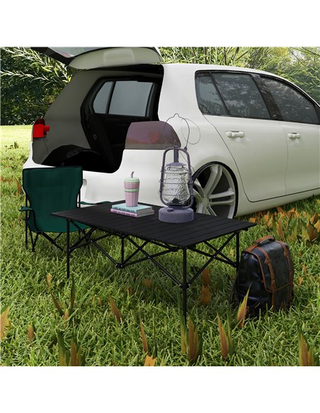 Outsunny Aluminium Folding Picnic Table, Lightweight, Portable with Roll Up Top and Carry Bag for Outdoor Activities, Cooking, H - pic 59919 | FastDaddyshop
