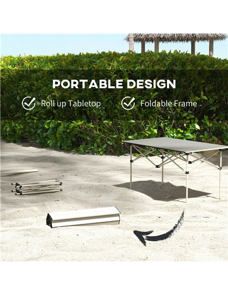 Outsunny Aluminium Folding Picnic Table, Lightweight, Portable with Roll Up Top and Carry Bag for Outdoor Adventures, Cooking, H - pic 59923 | FastDaddyshop
