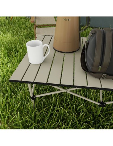Outsunny Aluminium Folding Picnic Table, Lightweight, Portable with Roll Up Top and Carry Bag for Outdoor Adventures, Cooking, H