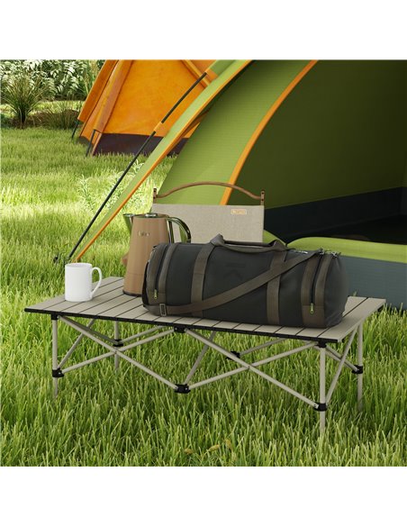 Outsunny Aluminium Folding Picnic Table, Lightweight, Portable with Roll Up Top and Carry Bag for Outdoor Adventures, Cooking, H - pic 59928 | FastDaddyshop