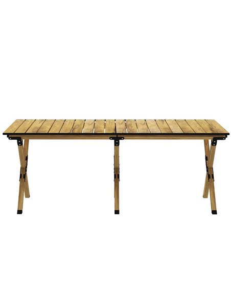 Outsunny Folding Camping Table, Portable Aluminium Picnic Table with Roll-Up Top, for Indoor, Outdoor, Party, BBQ, Natural Wood  - pic 59936 | FastDaddyshop