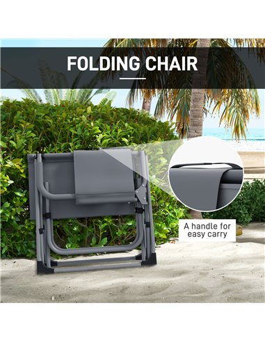 Outsunny Folding Directors Camping Chair, with Side Table - Grey A20-383V00GY
