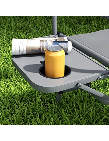 Outsunny Folding Directors Camping Chair, with Side Table - Grey A20-383V00GY