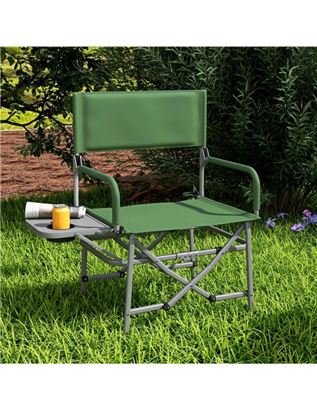 Outsunny Folding Director's Chair, Portable Camping Chair with Side Table, Durable Outdoor Seating, Green A20-383V00GN - pic 59948 | FastDaddyshop