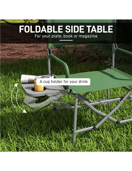 Outsunny Folding Director's Chair, Portable Camping Chair with Side Table, Durable Outdoor Seating, Green A20-383V00GN - pic 59951 | FastDaddyshop