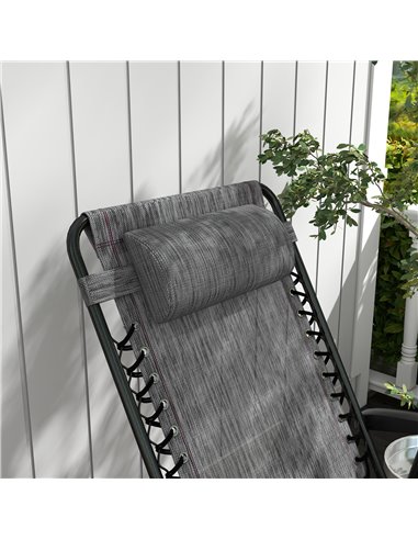Outsunny Folding Rocking Chair Outdoor Portable Zero Gravity Chair w/ Headrest Grey 84A-099V01GY
