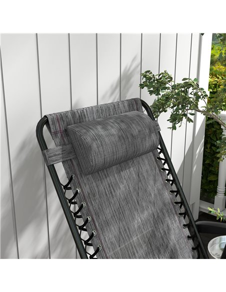 Outsunny Folding Rocking Chair Outdoor Portable Zero Gravity Chair w/ Headrest Grey 84A-099V01GY - pic 59962 | FastDaddyshop