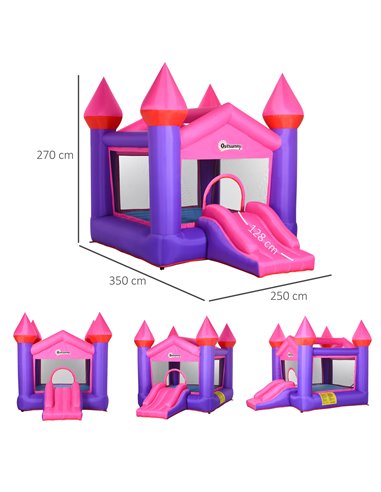 Outsunny Kids Bounce Castle House Inflatable Trampoline Slide 2 in 1 with Inflator for Kids Age 3-12 Multi-color 3.5 x 2.5 x 2.7