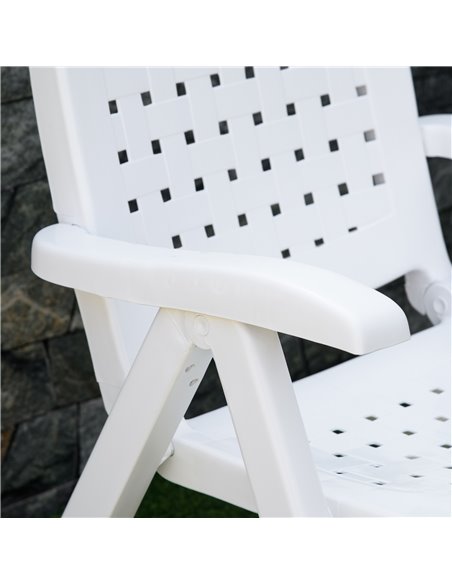 Outsunny Folding Dining Chairs, Set of 2 Plastic Reclining Armchairs with 4-Position Backrest for Indoor & Outdoor, White 84B-71 - pic 59990 | FastDaddyshop