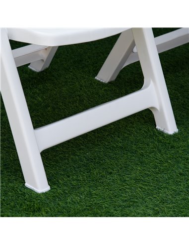 Outsunny Folding Dining Chairs, Set of 2 Plastic Reclining Armchairs with 4-Position Backrest for Indoor & Outdoor, White 84B-71