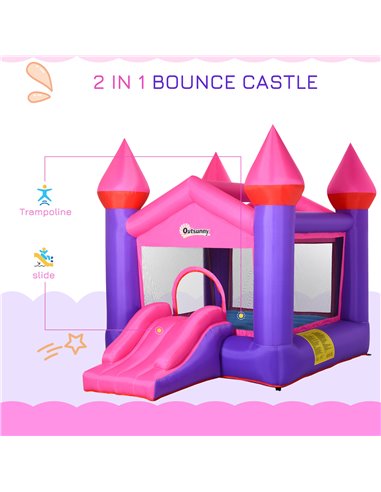 Outsunny Kids Bounce Castle House Inflatable Trampoline Slide 2 in 1 with Inflator for Kids Age 3-12 Multi-color 3.5 x 2.5 x 2.7