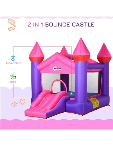 Outsunny Kids Bounce Castle House Inflatable Trampoline Slide 2 in 1 with Inflator for Kids Age 3-12 Multi-color 3.5 x 2.5 x 2.7 - pic 6000 | FastDaddyshop