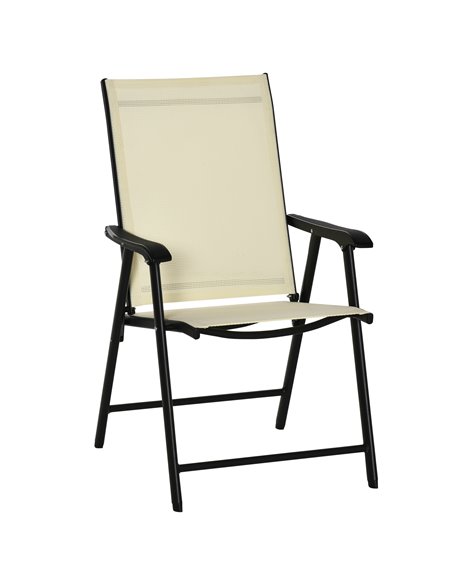 Outsunny Folding Metal Garden Chairs, Set of 2, Beige 84B-381BG - pic 60002 | FastDaddyshop