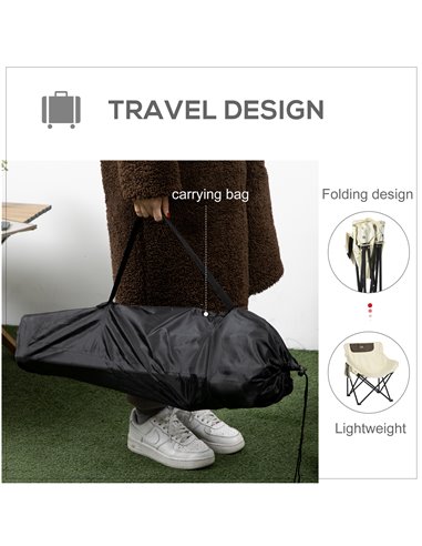 Outsunny Camping Chair, Lightweight Folding Chair with Carrying Bag and Storage Pocket, Perfect for Festivals, Fishing, Beach an