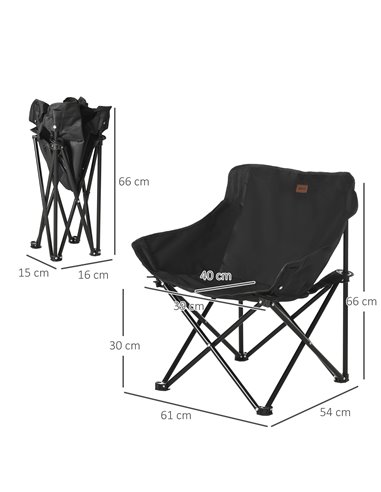 Outsunny Folding Camping Chair, Lightweight with Carry Bag, Storage Pocket, Ideal for Festivals, Fishing, Beach, Hiking, Black A