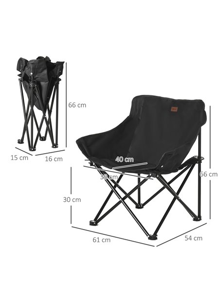 Outsunny Folding Camping Chair, Lightweight with Carry Bag, Storage Pocket, Ideal for Festivals, Fishing, Beach, Hiking, Black A - pic 60017 | FastDaddyshop