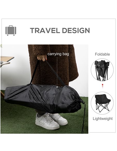 Outsunny Folding Camping Chair, Lightweight with Carry Bag, Storage Pocket, Ideal for Festivals, Fishing, Beach, Hiking, Black A - pic 60018 | FastDaddyshop