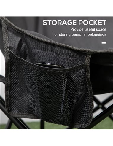 Outsunny Folding Camping Chair, Lightweight with Carry Bag, Storage Pocket, Ideal for Festivals, Fishing, Beach, Hiking, Black A