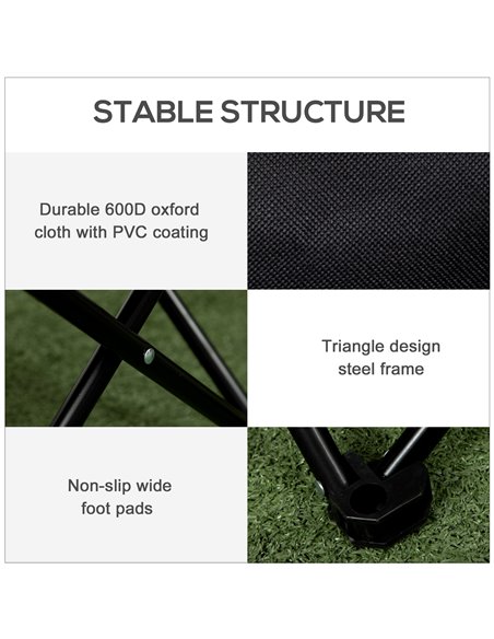 Outsunny Folding Camping Chair, Lightweight with Carry Bag, Storage Pocket, Ideal for Festivals, Fishing, Beach, Hiking, Black A - pic 60020 | FastDaddyshop