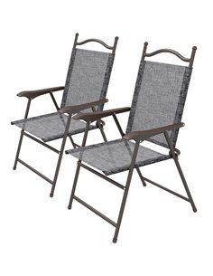 Outsunny Folding Camping Chairs for Patio, Set of 2, Grey 84G-298V00GY