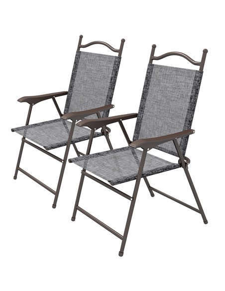 Outsunny Folding Camping Chairs for Patio, Set of 2, Grey 84G-298V00GY - pic 60024 | FastDaddyshop