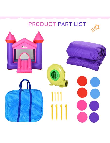 Outsunny Kids Bounce Castle House Inflatable Trampoline Slide 2 in 1 with Inflator for Kids Age 3-12 Multi-color 3.5 x 2.5 x 2.7 - pic 6003 | FastDaddyshop