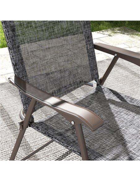 Outsunny Folding Chairs for Patio, Set of 2, Camping Sports Chairs with Armrest, Mesh Fabric Seat, Grey 84G-298V00GY - pic 60031 | FastDaddyshop