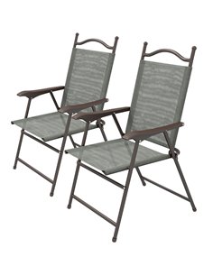 Outsunny 2 Pieces Folding Patio Camping Chairs Set, Dark Grey 84G-298V00CG
