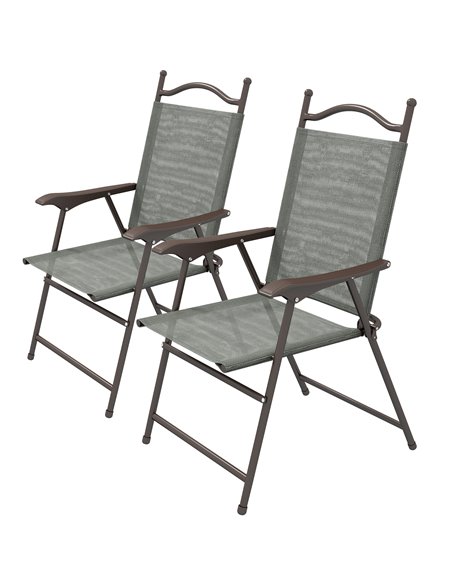 Outsunny 2 Pieces Folding Patio Camping Chairs Set, Dark Grey 84G-298V00CG - pic 60033 | FastDaddyshop