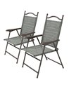 Outsunny 2 Pieces Folding Patio Camping Chairs Set, Dark Grey 84G-298V00CG