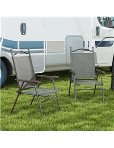 Outsunny 2 Pieces Folding Patio Camping Chairs Set, Dark Grey 84G-298V00CG 2
