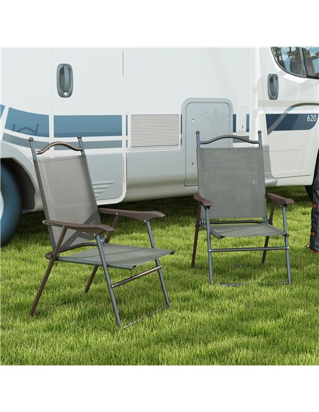 Outsunny 2 Pieces Folding Patio Camping Chairs Set, Sports Chairs for Adults with Armrest, Mesh Fabric Seat for Lawn 84G-298V00C - pic 60034 | FastDaddyshop