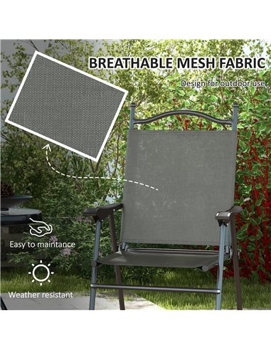 Outsunny 2 Pieces Folding Patio Camping Chairs Set, Sports Chairs for Adults with Armrest, Mesh Fabric Seat for Lawn 84G-298V00C