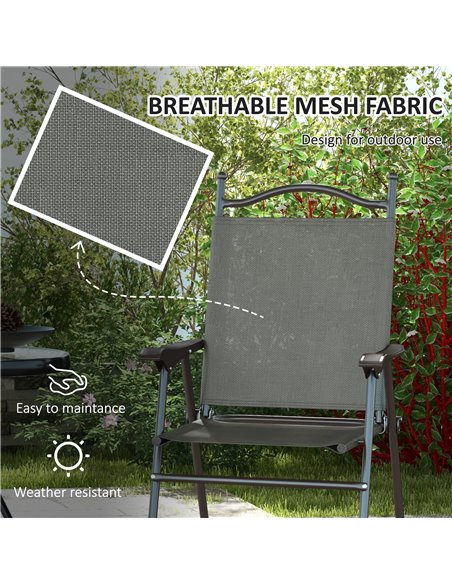Outsunny 2 Pieces Folding Patio Camping Chairs Set, Sports Chairs for Adults with Armrest, Mesh Fabric Seat for Lawn 84G-298V00C - pic 60037 | FastDaddyshop