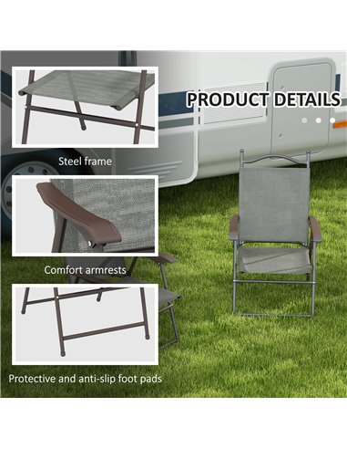 Outsunny 2 Pieces Folding Patio Camping Chairs Set, Sports Chairs for Adults with Armrest, Mesh Fabric Seat for Lawn 84G-298V00C