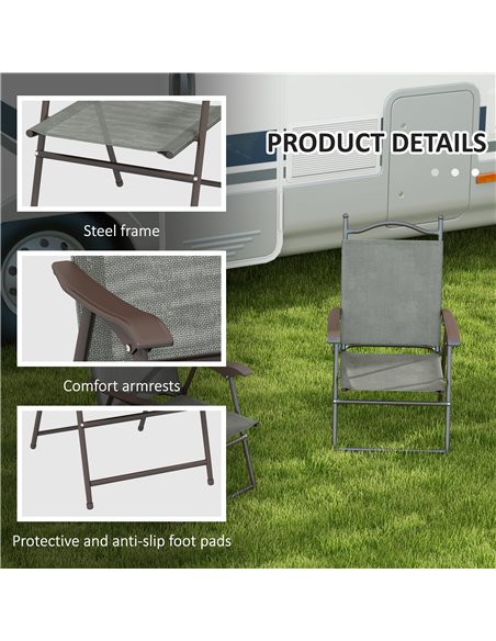 Outsunny 2 Pieces Folding Patio Camping Chairs Set, Sports Chairs for Adults with Armrest, Mesh Fabric Seat for Lawn 84G-298V00C - pic 60038 | FastDaddyshop