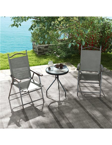 Outsunny 2 Pieces Folding Patio Camping Chairs Set, Sports Chairs for Adults with Armrest, Mesh Fabric Seat for Lawn 84G-298V00C - pic 60039 | FastDaddyshop