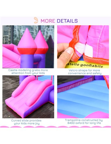 Outsunny Kids Bounce Castle House Inflatable Trampoline Slide 2 in 1 with Inflator for Kids Age 3-12 Multi-color 3.5 x 2.5 x 2.7