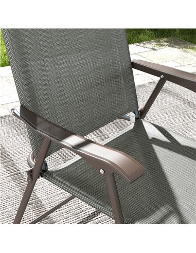 Outsunny 2 Pieces Folding Patio Camping Chairs Set, Sports Chairs for Adults with Armrest, Mesh Fabric Seat for Lawn 84G-298V00C