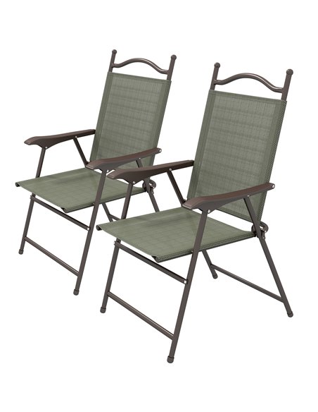Outsunny Folding Camping Chairs Set for Patio, Dark Brown 84G-298V00DR - pic 60042 | FastDaddyshop