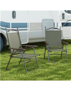 Outsunny Folding Camping Chairs Set for Patio, Dark Brown 84G-298V00DR 2