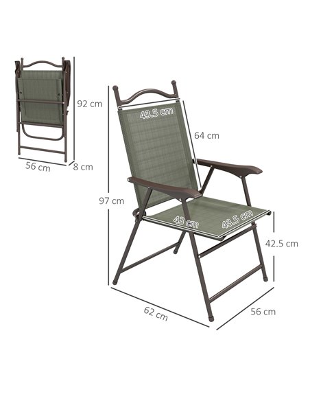 Outsunny Folding Chairs Set for Patio, Camping, Sports, Adults, Armrest, Mesh Fabric Seat, Lawn, Dark Brown 84G-298V00DR - pic 60044 | FastDaddyshop