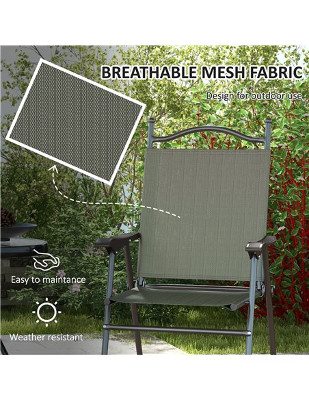 Outsunny Folding Chairs Set for Patio, Camping, Sports, Adults, Armrest, Mesh Fabric Seat, Lawn, Dark Brown 84G-298V00DR - pic 60046 | FastDaddyshop