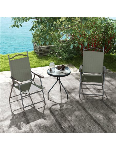 Outsunny Folding Chairs Set for Patio, Camping, Sports, Adults, Armrest, Mesh Fabric Seat, Lawn, Dark Brown 84G-298V00DR - pic 60048 | FastDaddyshop