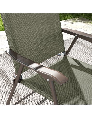 Outsunny Folding Chairs Set for Patio, Camping, Sports, Adults, Armrest, Mesh Fabric Seat, Lawn, Dark Brown 84G-298V00DR